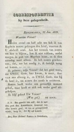 Correspondentie by deze gelegenheid