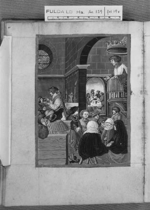 Traktat über das Vaterunser — Predigt und Eucharistiefeier in der Kirche, Folio 19verso