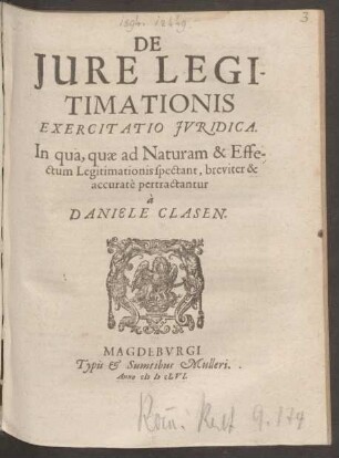 De Iure Legitimationis Exercitatio Iuridica