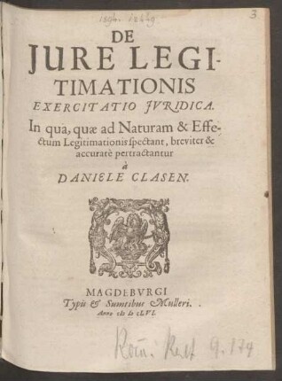 De Iure Legitimationis Exercitatio Iuridica
