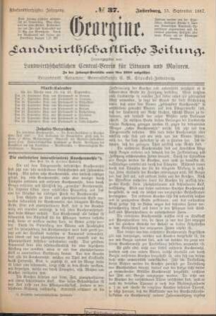 Fünfundfünfzigster Jahrgang. No. 37. Insterburg, 15. September 1887.