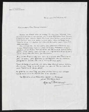 Brief von Renato Attilio Bleibtreu an Gerhart Hauptmann