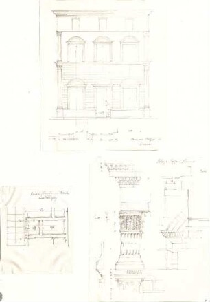 Lange, Ludwig; Lange - Archiv: VI.1 Renaissance in Italien (vorw. Details) - Haus von Peruzzi u. Palazzo Strozzi in Siena (Ansicht, Details)