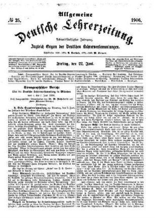 Stenographischer Bericht über die Deutsche Lehrerversammlung in München vom 4. bis 7. Juni 1906 (Fortsetzung)