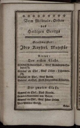 Vom Militair-Orden des Heiligen Georgs