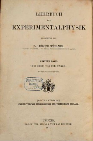 Lehrbuch der Experimentalphysik : mit theilweiser Benutzung von Jamin's Cours de physique de l'école polytechnique. 3