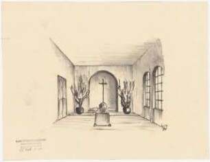 Evangelisches Diakonissenkrankenhaus Bethanien, Berlin-Kreuzberg Umbau. Nebengebäude. Leichenhalle: Aufbahrung Perspektivische Ansicht