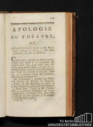Apologie du théatre.