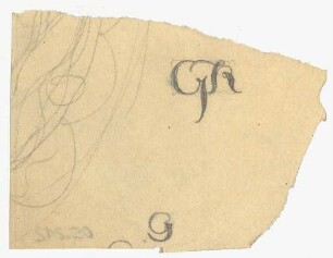 Kalligrafieskizze : Initialen G K als Monogramm