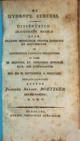 De hydrope cerebri : Diss. inaug. med.