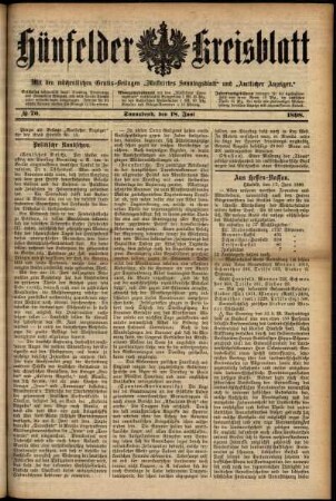 Ausgabe vom Samstag, den 18. Juni 1898.