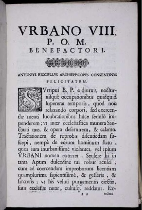 Vrbano VIII. P. O. M. Benefactori