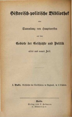 Henry Thomas Buckle's Geschichte der Civilisation in England, 5