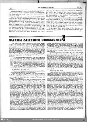 Warum gelernter Uhrmacher?