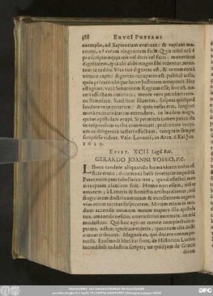 Epist. XCII. Lugd. Bat. Gerardo Ioanni Vossio, V. C.