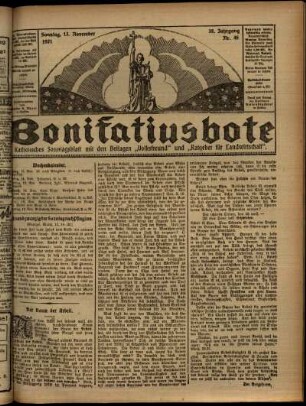 Erste Ausgabe vom Sonntag, den 13. November 1921.