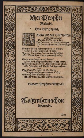 Folgen hernach die Apocrypha.
