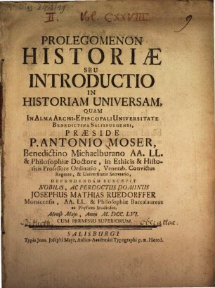 Prolegomena historiae, seu introductio in historiam universam