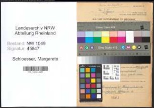 Entnazifizierung Margarete Schloesser , geb. 28.09.1890 ()