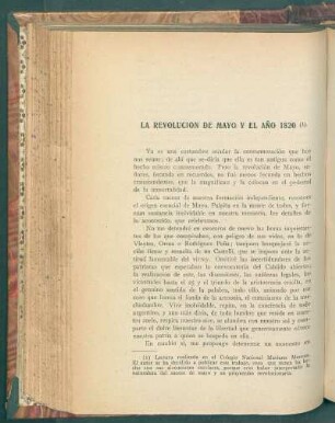 La revolución de Mayo y el año 1820