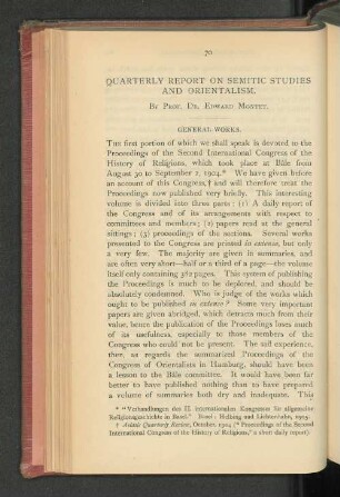 Quarterly Report on Semitic Studies and Orientalism.