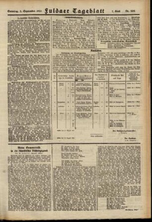Zweite Ausgabe vom Samstag, den 03. September 1921.