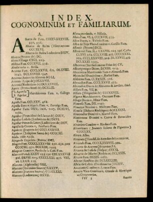 Index Cognominum Et Familiarum