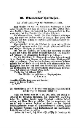 Entlassung und Nichtwiederanstellung interimistisch beschäftigter Elementarlehrer : [III. Elementarschulwesen ]