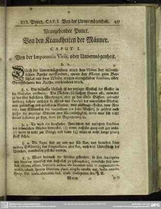 Neunzehender Punct. Von den Kranckheiten der Männer