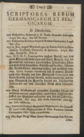 Scriptores Rerum Germanicarum Et Belgicarum. In Duodecimo