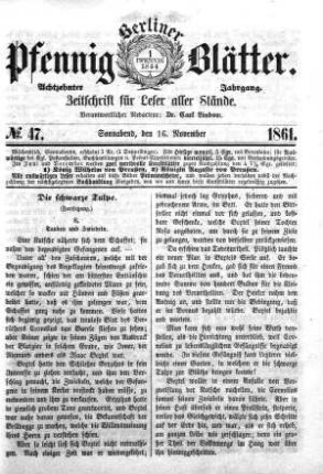 No. 47, Sonnabend, den 16. November