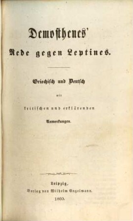Demosthenes' Werke : Griechisch und Deutsch mit kritischen und erklärenden Anmerkungen, 8. Demosthenes' Rede gegen Leptines