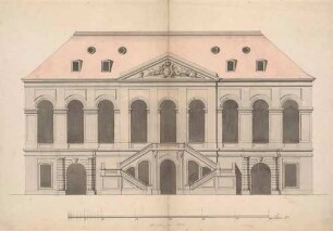 Hauptfassade der ehemaligen Gemäldegalerie von 1746 (des Stallgebäudes / Johanneums) auf dem Jüdenhof in Dresden