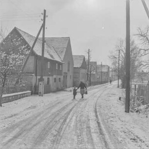 Kreckwitz, Dorf und Berge : Kreckwitz. Ortsteilansicht. Winteraufnahme