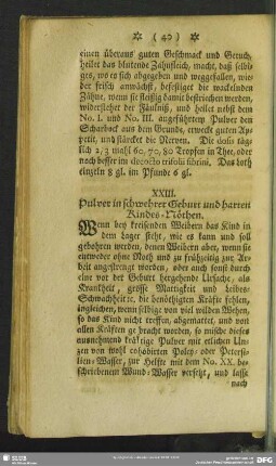 XXIII. Pulver in schwehrer Geburt und harten KIndes-Nöthen