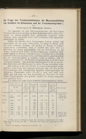 Zur Frage des Trockenschwimmens, der Massenausbildung von Schülern im Schwimmen und der Freischwimmproben.