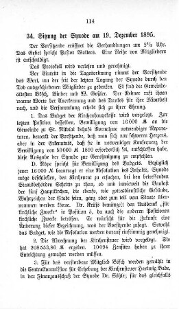 34. Sitzung der Synode am 19. Dezember 1895.