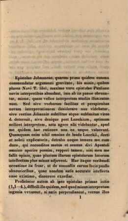 De nonnulis Epistolarum Johannearum locis difficilioribus : commentatio I.