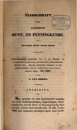 Tijdschrift voor algemeene munt- en penningkunde. 2. 1839, Stuk 1