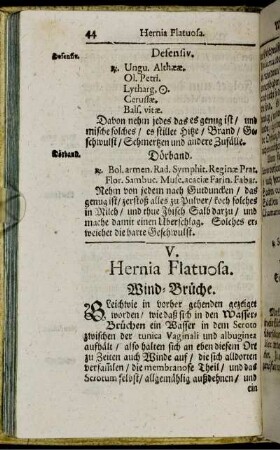 V. Hernia Flatuosa. Wind-Brüche. - XII. Cataracta. Staar.
