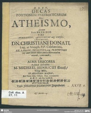 Decas positionum pneumaticarum de atheismo