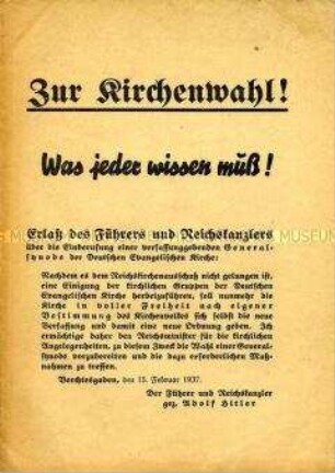 Schrift zur Kirchenpolitik
