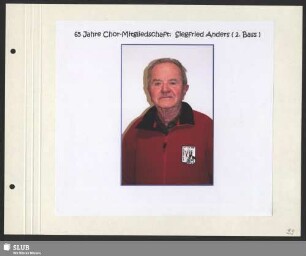 65 Jahre Chor-Mitgliedschaft: Siegfried Anders (2. Bass)