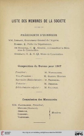 Liste des membres de la Société