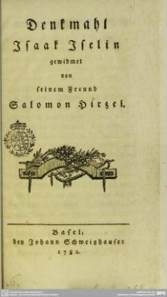 Denkmahl Isaak Iselin gewidmet