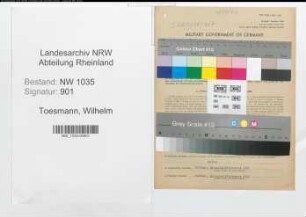 Entnazifizierung Wilhelm Toesmann , geb. 25.03.1887 (Betriebsfuehrer)