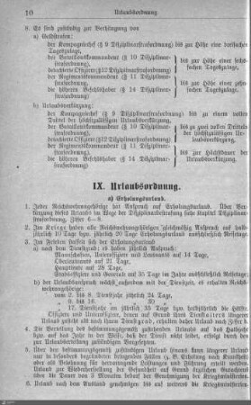 IX. Urlaubsordnung