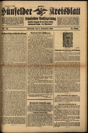 Ausgabe vom Mittwoch, den 02. September 1942.