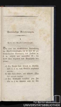 Vorläufige Belehrungen.