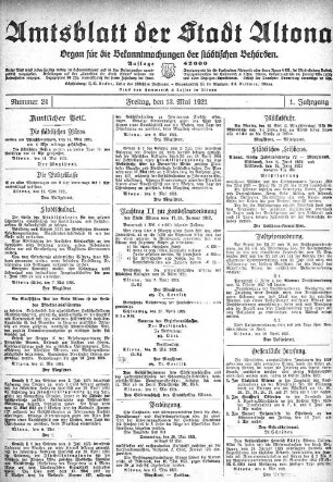 Nummer 24 : Freitag, den 13. Mai 1921